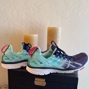 ASICS Women's Blue and Pink Sneakers